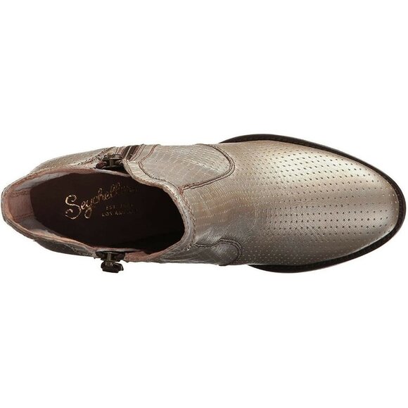 Seychelles Around The World Women's 9 M Silver Ankle Booties Suede Zipper Boots - Picture 4 of 7